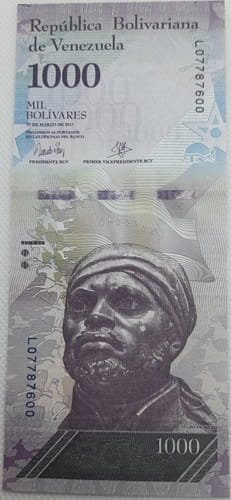 Wenezuela banknot 1000 Bolivares 2017