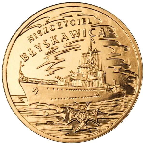 Moneta 2 zł niszczyciel Błyskawica 2012
